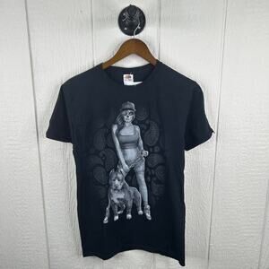 Y2K Pitbull GTA Style Graphic Tee Size Small